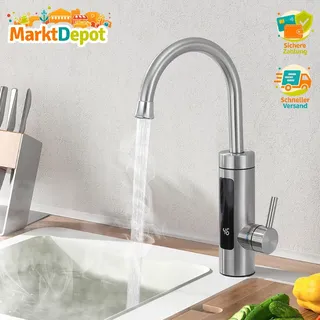 Elektrischer Wasserhahn mit Durchlauferhitzer 230V Edelstahl 360°