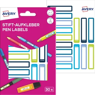 Avery Zweckform Stiftetiketten Rahmen, farblich sortiert 10,0 x 50,0 mm, 30 Etiketten