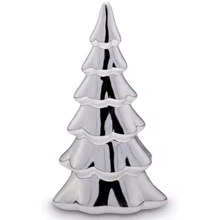 Deko-Tannenbaum 15 cm - kleiner silberner Porzellan Dekobaum - Weihnachtsdeko