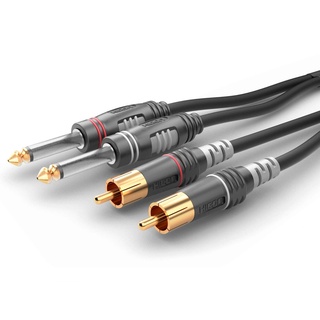 SOMMER CABLE HBA-62C2-0030 Klinke / Cinch Audio Anschlusskabel [2x Klinkenstecker 6.3mm (mono) - 2x