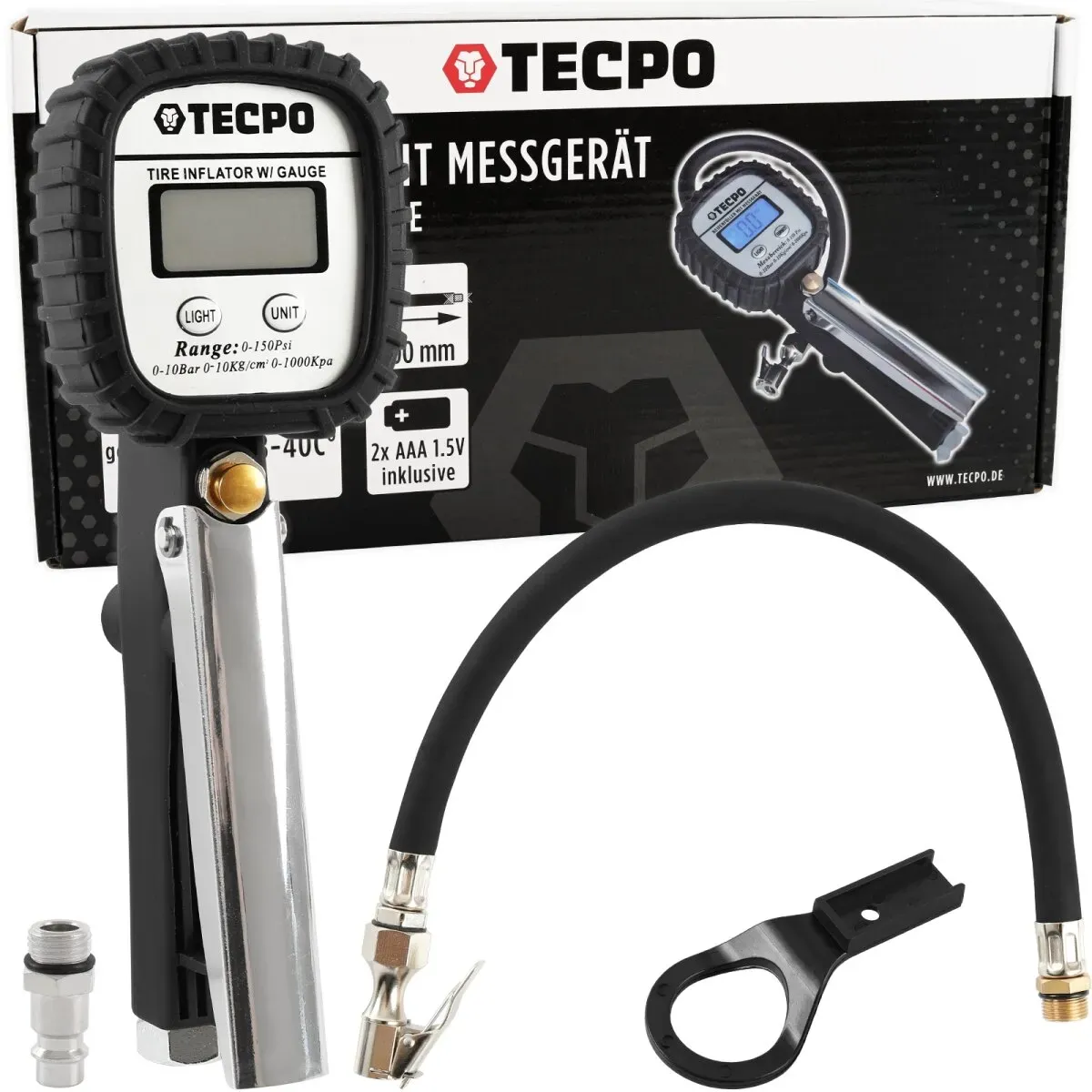 TECPO Digitale Reifenfüllpistole Druckluft Füllpistole...