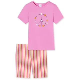 SCHIESSER Mädchen Schlafanzug Set Pyjama kurz-100% Organic Bio Baumwolle-Größe 92 bis 140 Pyjamaset, rosa_181047, 128 - 128
