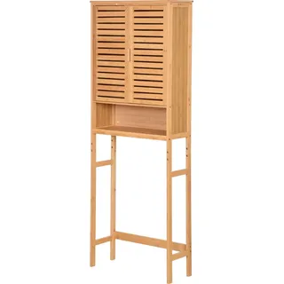 ad.con Waschmaschinenschrank aus Bambus Badschrank über Waschmaschine Badezimmer Regal mit Verstellbaren Regalböden 170x66x23cm Natural