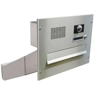 Letterbox24 Briefkasten DV Edelstahl Kamera Durchwurfbriefkastenanlage (Klingel, Sprechsieb, Busch-Jäger Kamera- + Audiomodul + Systemzentrale), ohne Video-Innenstation