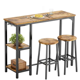 bealife Bartisch Set mit 2 Barhockern 60 x 120 cm Retro