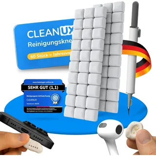 CLEANUX Reinigungsknete Handy Reinigungsset – iPhone Cleaner, Multifunktionswerkzeug & Mikrofasertuch – Ladebuchse Reiniger für AirPods, USB-C & Lautsprecher (3er Pack)