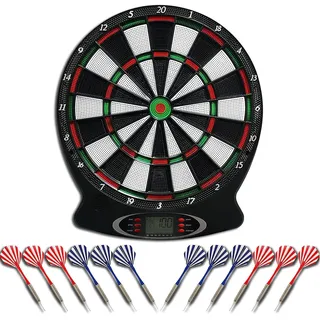 Brovamo Dartscheibe Elektronisch, Elektronische Dartscheibe mit 12 Dartpfeile & 30 Ersatzspitzen, E Dartscheibe mit Stimme & LCD-Display, Dart Scheibe Batteriebetrieb, Elektrische Dartscheibe