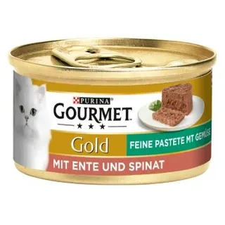 Purina 12 x 85g Feine Pastete Ente & Spinat Gourmet Gold Katzenfutter nass