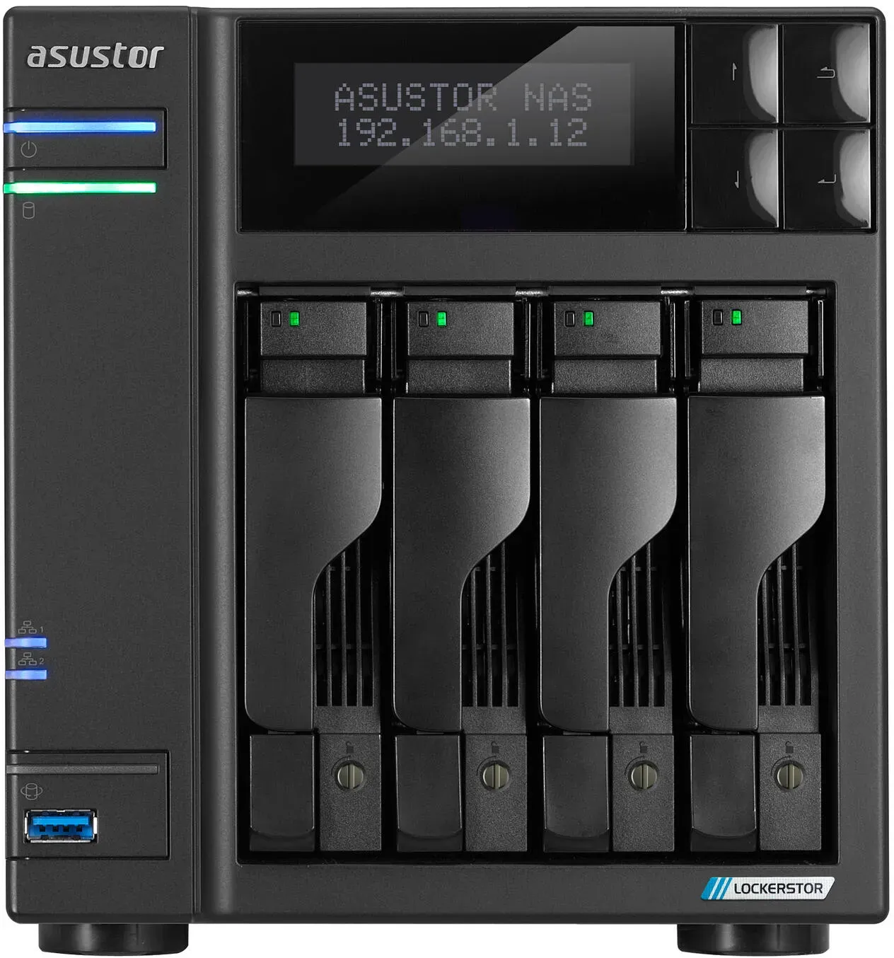 Asustor Lockerstor 4 Gen 2 AS6704T | 4 Bay NAS - Netzwerkspeicher Gehäuse, Quad Core 2.0GHz CPU, 4 M.2 PCIe 3.0 ssd Slot, 2 2.5GbE Port, 4GB RAM DDR4
