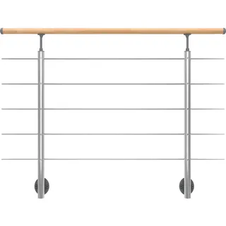 DOLLE Geländerset Aluminium 150 cm Wandmontage mit Buche-Handlauf