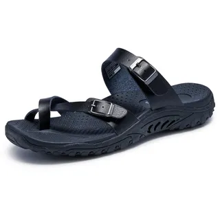 Skechers Damen Reggae-Carribean Zehentrenner mit Doppelter Schnalle Sandale, Schwarz, 36 EU - 36 EU