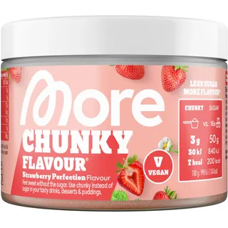 MORE Chunky Flavour, Strawberry Perfection, 150 g, vegan, Geschmackspulver zum Süßen, ohne viel Zucker und Kalorien, mit Inulin und Laktase