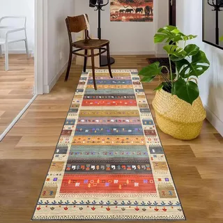 Teppichläufer 90 x 400 cm Teppich Flur Läufer rutschfest Küchen Teppiche Läufer Küchenteppich Waschbar Läufer Teppich für Flur Bodenmatte Flur Runner Teppich für Entryway Wäsche Schlafzimmer