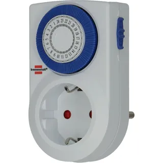 Brennenstuhl Zeitschaltuhr MMZ 20, mechanische (Tages-Zeitschaltuhr, mit erhöhtem Berührungsschutz, für den Innenbereich) weiß