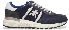 Premiata für Herren. LANDER Navy Lander Leder Turnschuhe (43), Wohnung, Schnürsenkel, Lässig, Marine