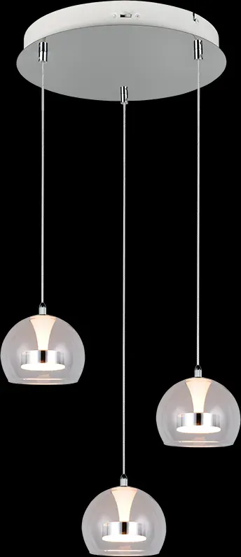 Trio T331630306 LED Pendelleuchte FLYNT  | 8W integrierte LED-Quelle | 3x880lm | 2300+3000+4000K | Seilleuchte | Trio - SwitchDimmer | chrom | klar