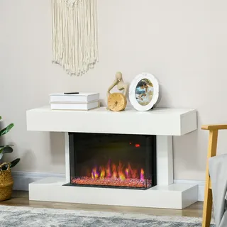 HOMCOM Elektrokamin 2000 W Wandkamin mit 3D-Flammeneffekt Kristalle in 11 Farben