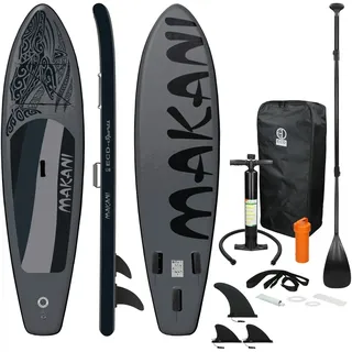 ECD Germany Aufblasbares Stand Up Paddle Board Makani Paddelboard aufblasbar Schwarz PVC