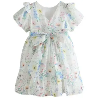 LAURA ASHLEY Partykleid Laura Ashley Brautjungfernkleid mit Schleife (1-tlg) weiß 92 (2 J.)