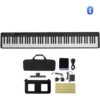 Uimoso 88 Tasten Digitalpiano E-Piano faltbares Klavier Bluetooth MIDI Schwarz