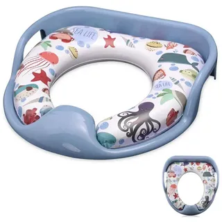 Lorelli Toilettensitz weich, Handgriffe, gepolstertes Sitzkissen, Spritzschutz blau
