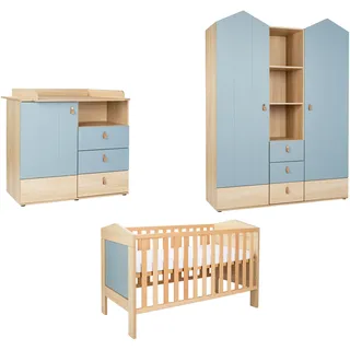 Arthur Berndt »Babyzimmer-Set »Roofy« 3-teilig mit 2-türigem Kleiderschrank 2-türig, Wickelkommode Babybett inkl. Lattenrost
