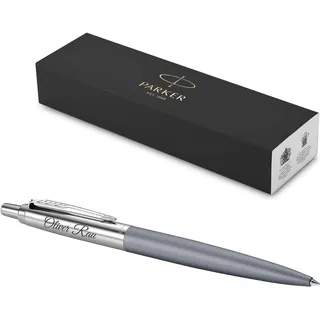 PARKER Jotter XL mit Gravur | Premium Stift | Geschenkbox | blaue Mine | personalisiertes Geschenk | Namen | Geburtstag | edel (Mattgrau)