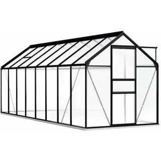 vidaXL Gewächshaus mit Fundament Anthrazit Aluminium 9,31 m2