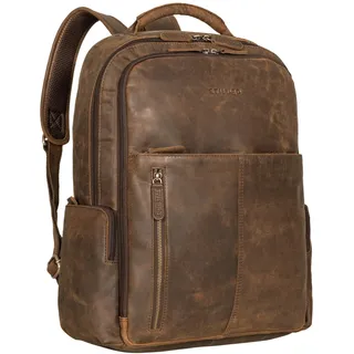 STILORD 'Sherlock' Laptoprucksack Damen und Herren 17 Zoll Leder ideal als Studenten Rucksack Leder Cityrucksack groß Messenger Rucksack Retro und Lederrucksack Echtleder, Farbe:zamora - braun