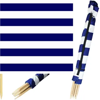 Pullmer Windschutz Strand 8m, Sichtschutz für Strand, Garten und Camping, Strandwindschutz, Strandzaun (weiß-blau Streifen)