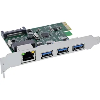 InLine Combokarte Gigabit Netzwerk und USB 3.2 Gen.1, 1x RJ45, 3x USB-A PCIe x1, 51125R