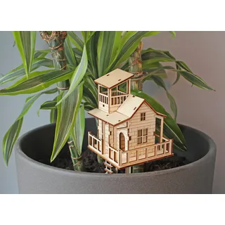 Winkee - DIY Mini Blumentopf-Baumhaus - Do it yourself Baumhäuschen zum selber bauen I Blumen-Deko & Indoor Baumhaus für Blumentopf I Aufgebaut in 5 Minuten