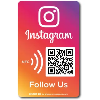 MESSAGENES | Aufkleber Instagram mit QR | 1 Rechteckige Einheit | QR NFC wiederverwendbar | Premium-Materialien | Soziale Medien | Installation an Wand, Theke, Geschäftsfenster oder Geschäftsfenster