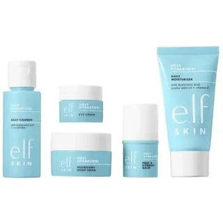 e.l.f. beauty e.l.f. SKIN Jet Set Hydration Kit, Reisefreundliches Feuchtigkeitsspendendes Pflegeset, Gesichtsreiniger, Pflegebalsam, Feuchtigkeitscreme, Augencreme & Nachtcreme, Vegan & Tierversuchsfrei