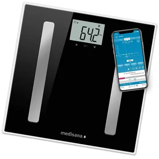 Medisana BS A45 connect, digitale Körperanalysewaage 180 kg, Personenwaage zur Messung von Körperfett, Körperwasser, Muskelmasse und Knochengewicht, Körperfettwaage mit Körperanalyse App
