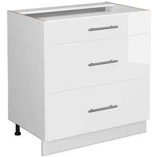 Vicco Küchenunterschrank Fame-Line Weiß 80 cm mit 3 Schubladen, ohne Arbeitsplatte
