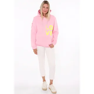 Zwilling Kapuzensweatshirt, mit "Love"-Aufdruck und gesticktem Herz am Ärmel Zwillingsherz pink, SM (S/M),