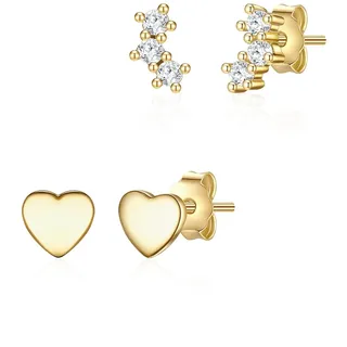 Glanzstücke München Ohrstecker Herz Sterling Silber Zirkonia, in gelbgold | Gr.: onesize