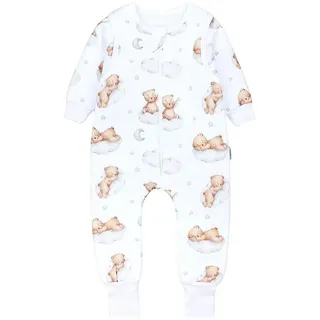 TupTam Schlafsack mit Beinen und Ärmeln 2.5 TOG, OEKO-TEX zertifiziert, Farbe: Bären auf Wolken/Weiß/Braun, Größe: 104-110 - 104-110