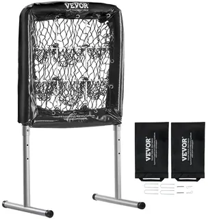 Vevor Pitching Netz Pitching Target Höhenverstellbar 304,8 m / 406,4 mm / 508 mm, Baseball & Softball 9 Loch Trainingsgeräte für Jugendliche und Erwachsene, Tragbares Schnellmontage-Design Schwarz