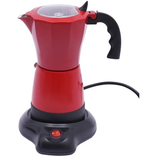 QUIOTUIR 480 W Elektrische Espressokocher mit Sockel für 6 Tassen Espressokocher Italienische Kaffeemaschine Elektrische Kaffeemaschine (Rot)