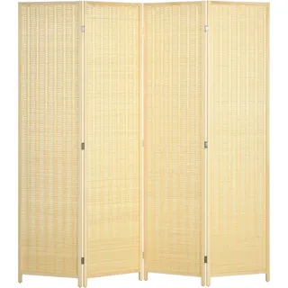Homcom Paravent 4-teilig 180 x 1,7B x 180H cm-Naturholz | Gr.: onesize