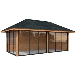 Palmako Pavillon Bianca 16,6 m2 Set 202 Slide - 28 mm hellbraun tauchgrundiert