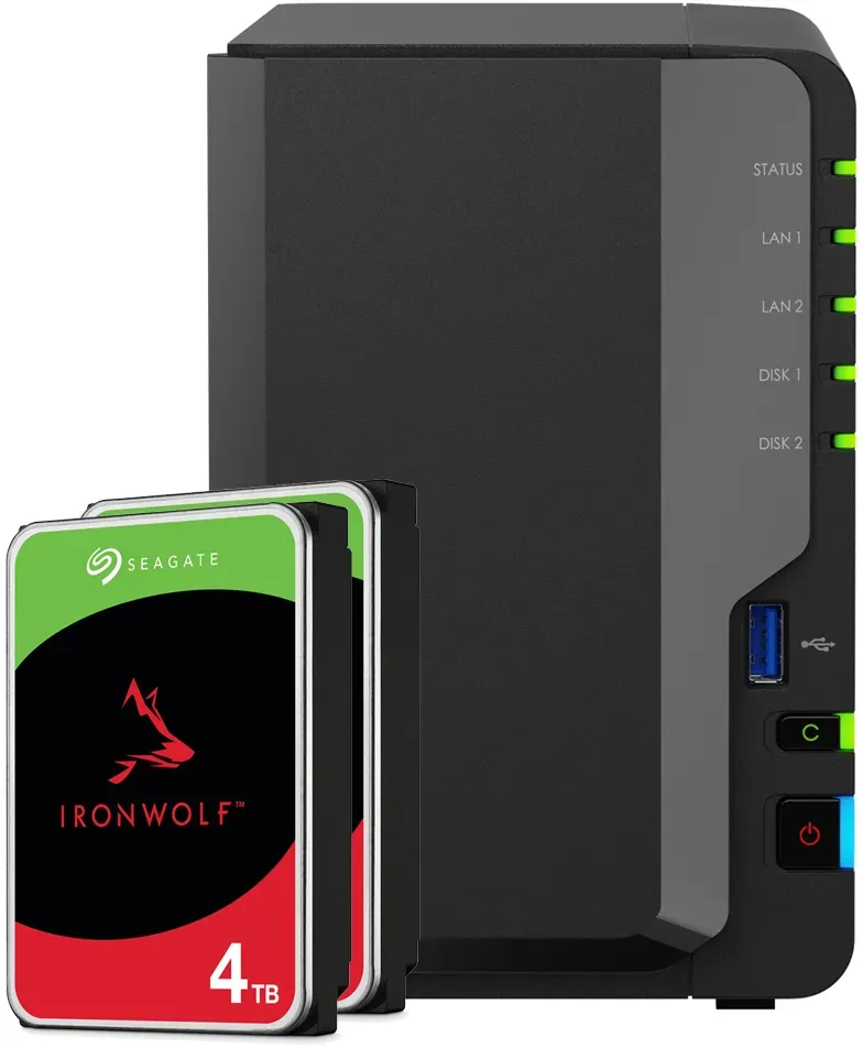 Synology DS225+ 8TB Seagate IronWolf NAS-Bundle NAS inkl. 2x 4TB Seagate IronWolf 3.5 Zoll SATA Festplatte
