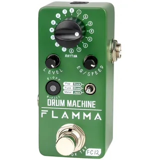 FLAMMA FC12 Drum Machine, Pédale de Batterie pour Guitare avec Fonction FILL en Temps Réel, 48 Grooves, 6 Styles Musicaux, Tap Tempo et Préréglages EQ, 44.1kHz/24Bit, Format Compact.