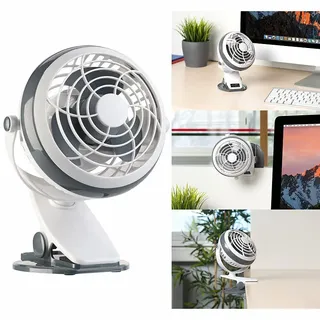 Sichler Haushaltsgeräte Mobiler Ventilator mit Klemme, USB- & Batterie-Betrieb, 3 W, Ø 12,7 cm