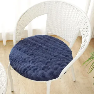EXZFW Sitzkissen Rund 6er 4er 2er Set, Sitzkissen Stuhl Rund, Waschbar Runde sitzkissen rutschfest, Cordstoff Sitzpolster Stuhlauflage Für Küche Esszimmer Garten,Dark Blue,2er Set 35cm