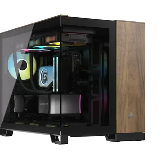 Corsair 2500X Black/Walnut Wood, schwarz/braun, Glasfenster