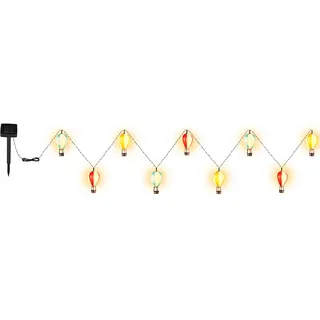 GLOBO Solarleuchte LED Lichterkette Heißluftballons Außenleuchte Gartendeko wetterfest, Kunststoff, 9x LED warmweiß, L 390 cm