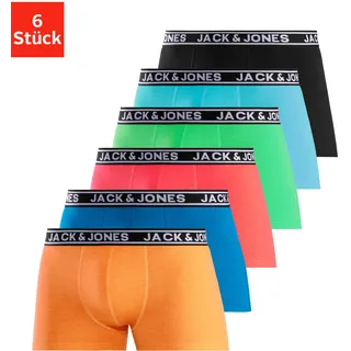 JACK & JONES Trunk »JACCRISP im 6er Pack mit Logobund und Stretchkomfort«, (Packung, 6 St.), unifarben mit Farbeinsatz, modisch, eng anliegend, Baumwollmischung Jack & Jones blau, pink, schwarz, grün, hellblau, orange